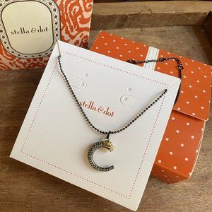 Panther Pendant Crystal Moon Sterling Silver Necklace NIB